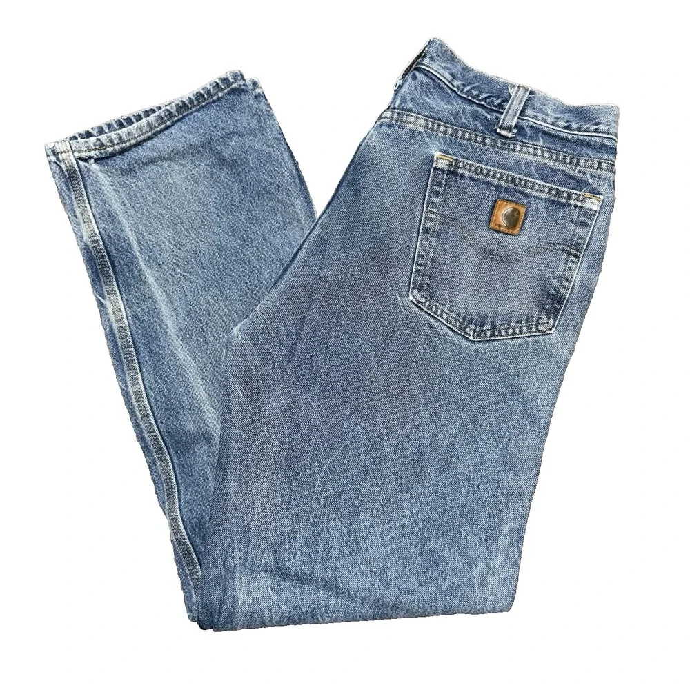 Carhartt Jeans Mens 38x33 Relaxed Fit Blue Denim B460 DVB 100% Cotton Workwear